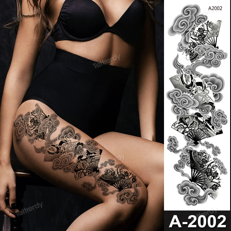 Wild Blossom Faux Thigh Tattoo