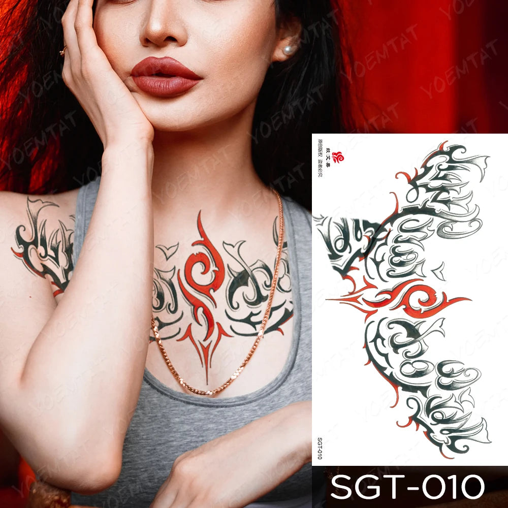 Lace & Gemstone Faux Tattoo - Underboob & Chest Art