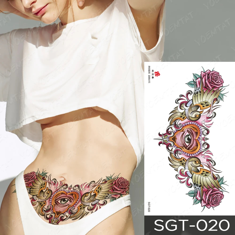 Lace & Gemstone Faux Tattoo - Underboob & Chest Art