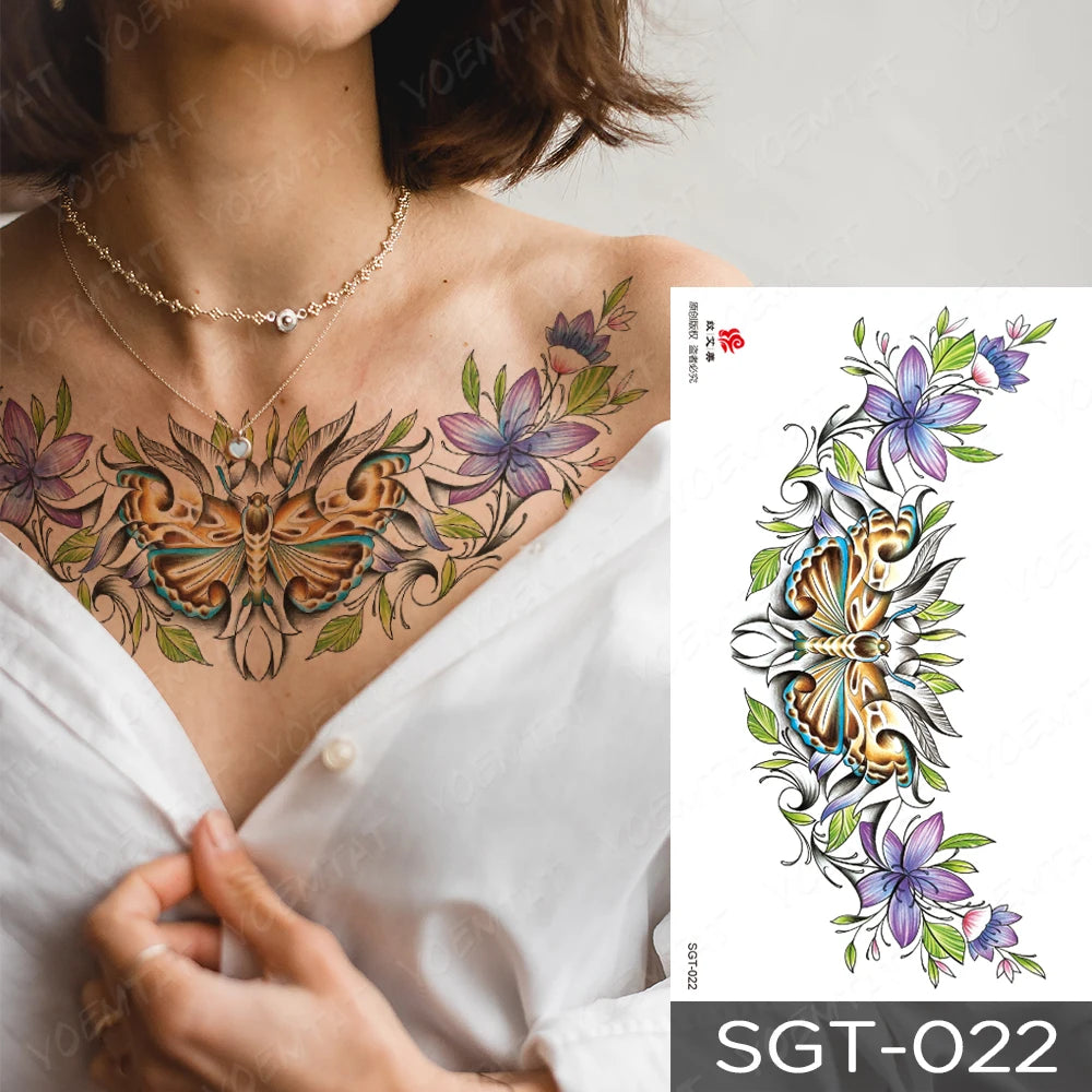 Lace & Gemstone Faux Tattoo - Underboob & Chest Art