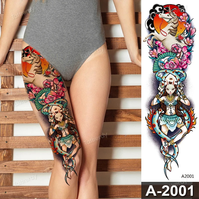 Wild Blossom Faux Thigh Tattoo