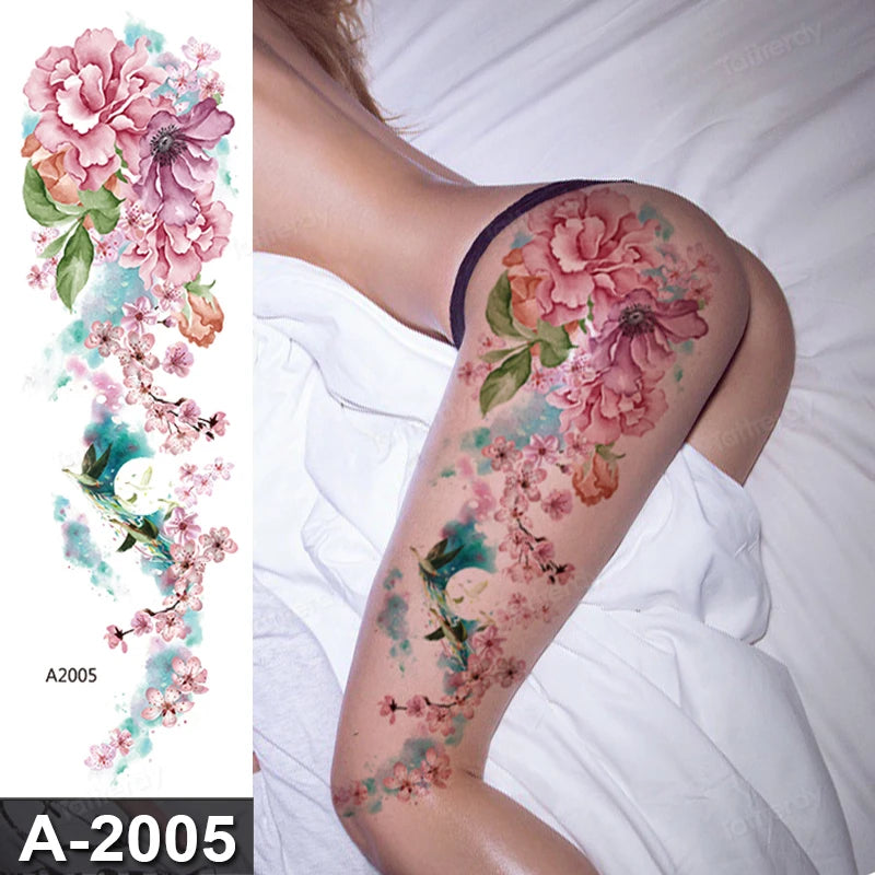 Wild Blossom Faux Thigh Tattoo