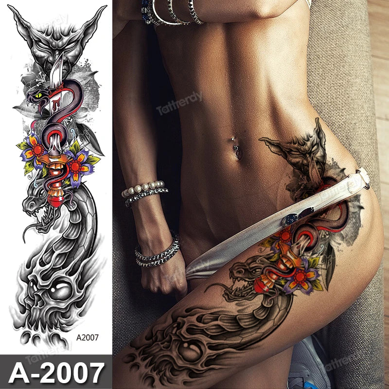 Wild Blossom Faux Thigh Tattoo