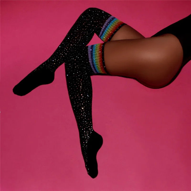 Starlit Crystal Rhinestone Thigh-High Stockings