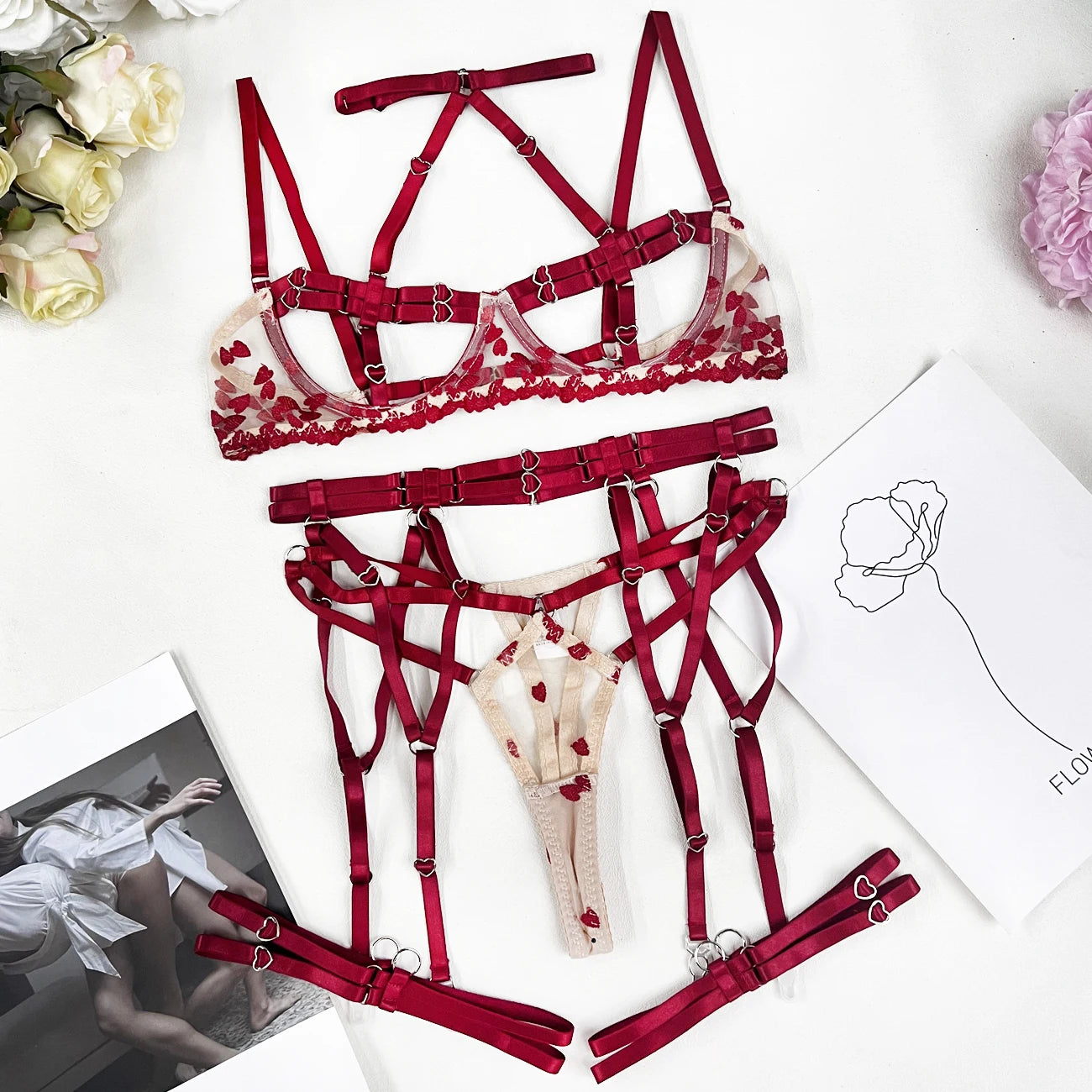 Heartbreaker Open-Cup Lingerie Set (by Ellolace)