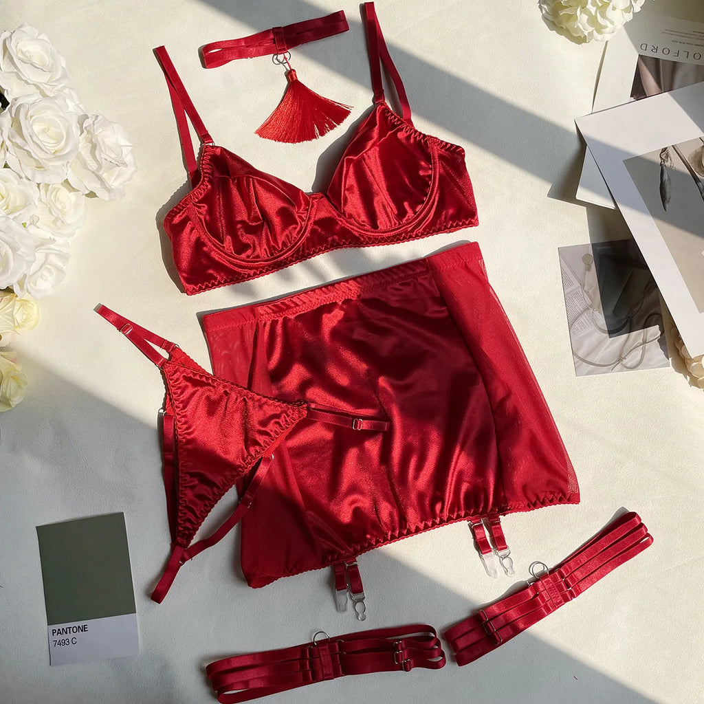 Nightfall Club 5-Piece Lingerie Garter Set
