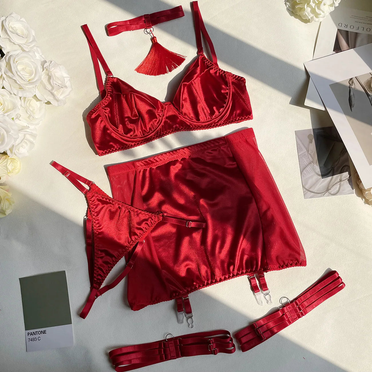 Nightfall Club 5-Piece Lingerie Garter Set